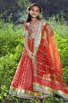 Nitya Bajaj_Brown Cotton Chanderi Lehenga Set For Girls_Online_at_Aza_Fashions