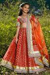 Buy_Nitya Bajaj_Brown Cotton Chanderi Lehenga Set For Girls_Online_at_Aza_Fashions