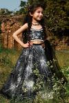 Shop_Nitya Bajaj_Black Embroidered Lehenga Set For Girls_at_Aza_Fashions
