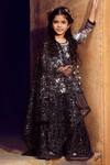 Buy_Nitya Bajaj_Black Embroidered Kurta Sharara Set For Girls_at_Aza_Fashions