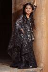 Nitya Bajaj_Black Embroidered Kurta Sharara Set For Girls_Online_at_Aza_Fashions