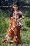 Shop_Nitya Bajaj_Brown Embroidered Kurta Sharara Set For Girls_at_Aza_Fashions
