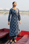 Buy_NAAZ BY NOOR_Blue Light Woolen Printed Floral Motifs Round Kurta And Pant Set _at_Aza_Fashions