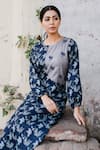 Shop_NAAZ BY NOOR_Blue Light Woolen Printed Floral Motifs Round Kurta And Pant Set _Online_at_Aza_Fashions