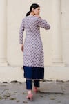 Shop_NAAZ BY NOOR_Beige Light Woolen Printed Round Straight Kurta And Pant Set _at_Aza_Fashions