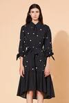 Buy Meadow Black Dress Swiss Dot Inner Voile Asymmetric Embroidered Shirt Online at Aza Fashions Buy_Meadow_Black Dress Swiss Dot Inner Voile Asymmetric Embroidered Shirt _Online_at_Aza_Fashions