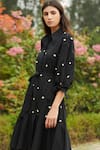 Buy Meadow Black Dress Swiss Dot Inner Voile Asymmetric Embroidered Shirt at Aza Fashions Buy_Meadow_Black Dress Swiss Dot Inner Voile Asymmetric Embroidered Shirt _at_Aza_Fashions