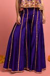 Buy_Nitara Dhanraj Label_Purple Raw Silk Embroidered Mirror Work Round Tent Top And Sharara Set _Online_at_Aza_Fashions