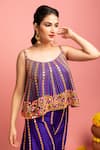 Shop_Nitara Dhanraj Label_Purple Raw Silk Embroidered Mirror Work Round Tent Top And Sharara Set _Online_at_Aza_Fashions