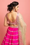 Shop_Nitara Dhanraj Label_Pink Raw Silk Embroidered Mirror Work Sweetheart Bridal Lehenga Set _at_Aza_Fashions