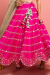 Nitara Dhanraj Label_Pink Raw Silk Embroidered Mirror Work Sweetheart Bridal Lehenga Set _at_Aza_Fashions
