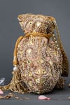 Shop_Eena_Gold Embroidery, Beads Embellished Potli Bag _at_Aza_Fashions