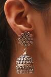 Shop_Noor_Silver Plated Stones Studded Jhumkas_at_Aza_Fashions