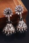 Noor_Silver Plated Stones Studded Jhumkas_Online_at_Aza_Fashions