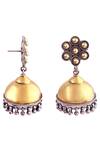 Buy_Noor_Gold Plated Oxidized Silver Jhumkas_Online_at_Aza_Fashions