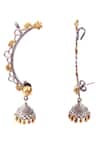 Buy_Noor_Bead Silver Ear Cuff Jhumka Earrings_Online_at_Aza_Fashions
