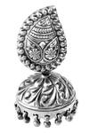 Buy_Noor_Silver Plated Oxidized Tear Drop Motif Jhumkas _Online_at_Aza_Fashions