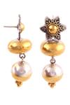 Buy_Noor_Gold Plated Floral Drop Earrings_Online_at_Aza_Fashions