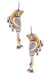 Shop_Noor_Silver Plated Peacock Motif Earrings _at_Aza_Fashions
