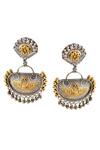 Buy_Noor_Gold Plated Floral Carved Danglers_at_Aza_Fashions