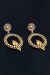 Buy_Noor_Silver Plated Circular Motif Drop Earrings_at_Aza_Fashions