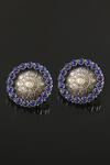 Noor_Silver Plated Stones, Studs Handcrafted Floral Carved_Online_at_Aza_Fashions