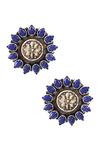 Buy_Noor_Silver Plated Lapis Stone Handcrafted Carved Studs _at_Aza_Fashions