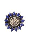Buy_Noor_Silver Plated Lapis Stone Handcrafted Carved Studs _Online_at_Aza_Fashions