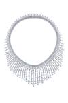 Shop_DIOSA PARIS JEWELLERY_Silver Plated Swarovski Zirconia Stone Tassel Necklace _at_Aza_Fashions