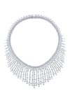 Buy_DIOSA PARIS JEWELLERY_Silver Plated Swarovski Zirconia Stone Tassel Necklace _at_Aza_Fashions