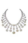 Buy_DIOSA PARIS JEWELLERY_Silver Plated Swarovski Zirconia Stone Tiered Necklace _at_Aza_Fashions