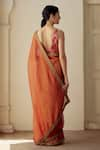 Shop_Mimamsaa_Orange Saree Tissue Silk Woven Floral V Neck Neeksha With Blouse  _at_Aza_Fashions