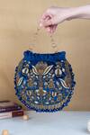 Buy_The Leather Garden_Blue Embellished Potli Bag _at_Aza_Fashions