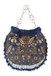 Shop_The Leather Garden_Blue Embellished Potli Bag _at_Aza_Fashions