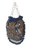 The Leather Garden_Blue Embellished Potli Bag _Online_at_Aza_Fashions
