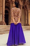 Shop_Swati Vijaivargie_Purple Chanderi Silk Embroidery Scoop Neck Kurta Lehenga Set _at_Aza_Fashions