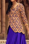 Shop_Swati Vijaivargie_Purple Chanderi Silk Embroidery Scoop Neck Kurta Lehenga Set _Online_at_Aza_Fashions