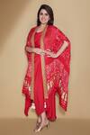 Buy_Tisha Saksena_Red Dress Dupion  Cape Bandhani Dress Round Cape Draped With_at_Aza_Fashions