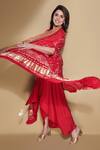 Buy_Tisha Saksena_Red Dress Dupion  Cape Bandhani Dress Round Cape Draped With_Online_at_Aza_Fashions