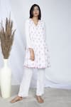 Buy_Negra Elegante_White Bemberg Muslin Floral Block Print V Neck Tunic And Pant Set _at_Aza_Fashions