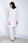 Shop_Negra Elegante_White Bemberg Muslin Floral Block Print V Neck Tunic And Pant Set _at_Aza_Fashions