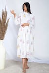 Shop_Negra Elegante_White Bemberg Muslin Floral Block High Midi Dress  _at_Aza_Fashions