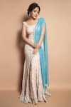 Buy_Aayushi Maniar_White Georgette Embellished Draped Gown_at_Aza_Fashions