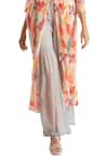 Seams Pret And Couture_Multi Color Georgette Petal Motifs V Neck Print Tunic And Sharara Set _Online_at_Aza_Fashions