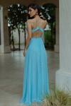 Shop_Pinup By Astha_Blue Flat Chiffon Plain Halter Nemesis Backless Gown _at_Aza_Fashions