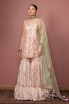 Tamanna Punjabi Kapoor_Peach Chanderi Kurta Gharara Set_Online_at_Aza_Fashions