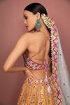 Buy_Tamanna Punjabi Kapoor_Orange Chanderi, Organza Lining Crepe Halter Bridal Lehenga Set _Online_at_Aza_Fashions