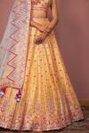 Shop_Tamanna Punjabi Kapoor_Orange Chanderi, Organza Lining Crepe V Neck Bridal Lehenga Set _Online_at_Aza_Fashions