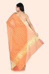 Shop_Nazaakat by Samara Singh_Orange Banarasi Cotton Silk Polka Dot Saree_at_Aza_Fashions