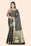 Buy_Nazaakat by Samara Singh_Black Banarasi Cotton Silk Saree_at_Aza_Fashions